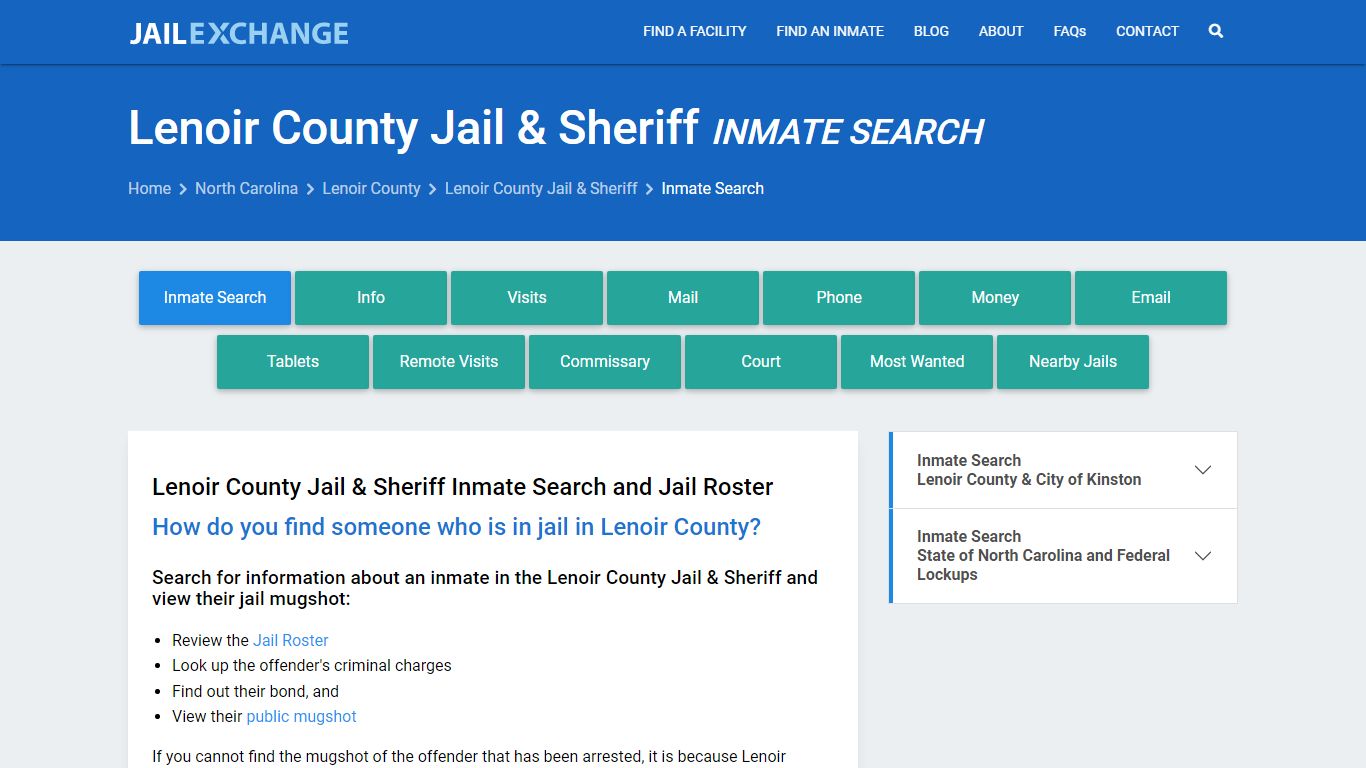 Inmate Search: Roster & Mugshots - Lenoir County Jail & Sheriff, NC